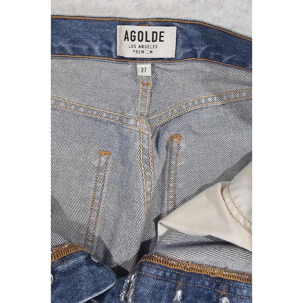 Agolde Jeans Riley High‑Rise Straight Crop Jean, Medium Wash, A056-813, Sz 27 - Picture 4 of 11